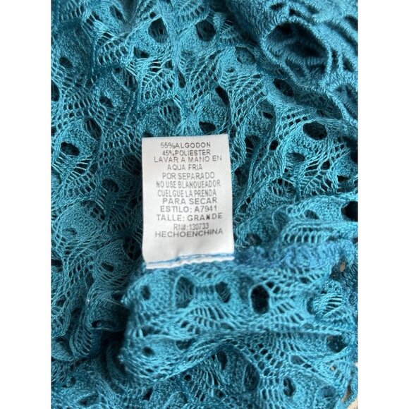 Umgee Women’s Teal Tunic Coverup Sz Large Crochet Lace - Picture 6 of 9